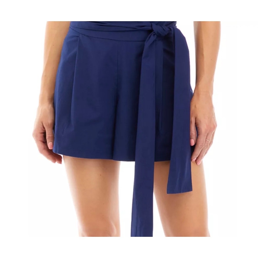 Vineyard Vines Navy Blue High Waisted Self Tie Belted Pleated Shorts Size 10